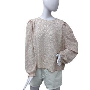 Blush Love J Blouse Size 2XL Floral Print Long Sleeve Soft Pink and Burgundy